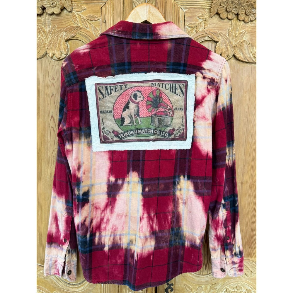 Upcycled Dog‎ Matchbook Flannel Shirt Folk Art One-of-One Small